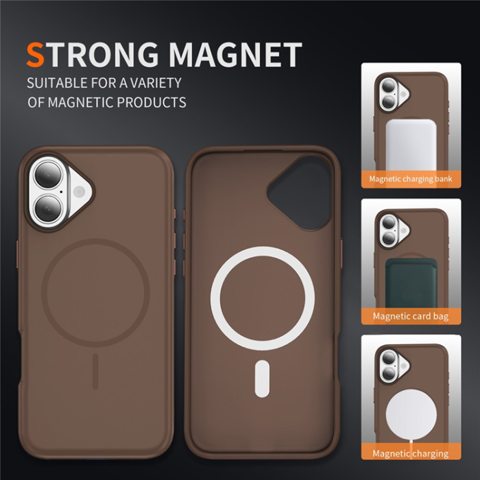 A-One Brand - iPhone 17 Mobilskal MagSafe PC + TPU Shockproof - Kaffe
