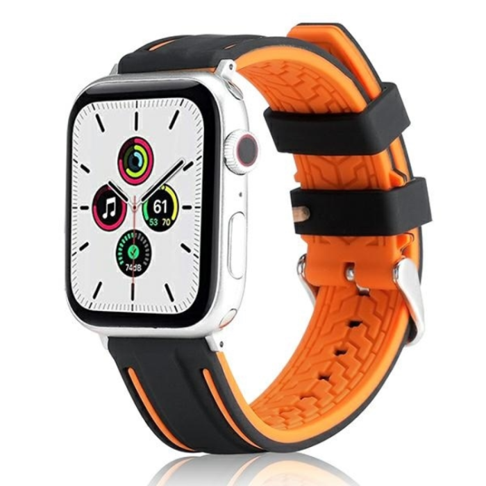 Beline - Beline Apple Watch (42/44/45/49mm) Armband Solid Silikon - Orange/svart