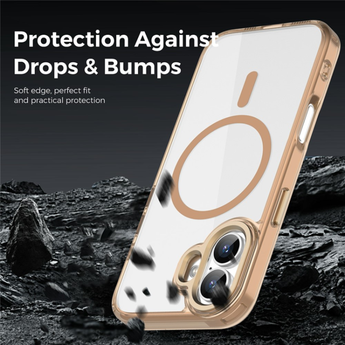 A-One Brand - iPhone 17 Mobilskal MagSafe TPU+PC Transparent - Ökenguld