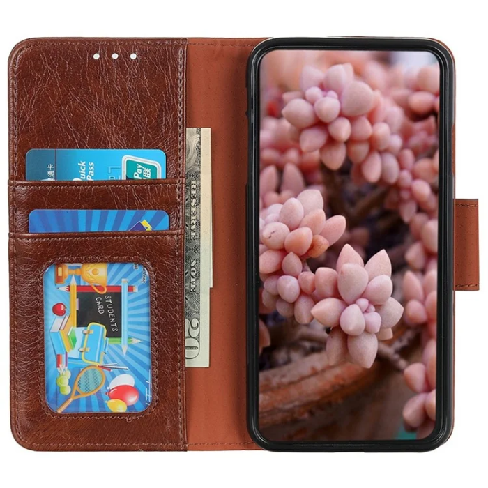 A-One Brand - Sony Xperia 1 VII Plånboksfodral Äkta Läder - Brun