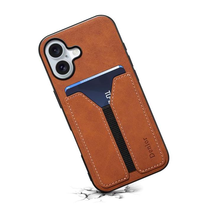 DENIOR - DENIOR iPhone 17 Mobilskal Elastic Korthållare - Brun