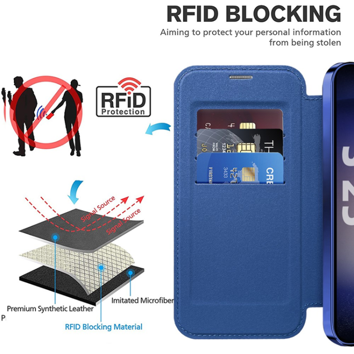 A-One Brand - Galaxy S25 Plus Plånboksfodral MagSafe RFID Blocking - Safir