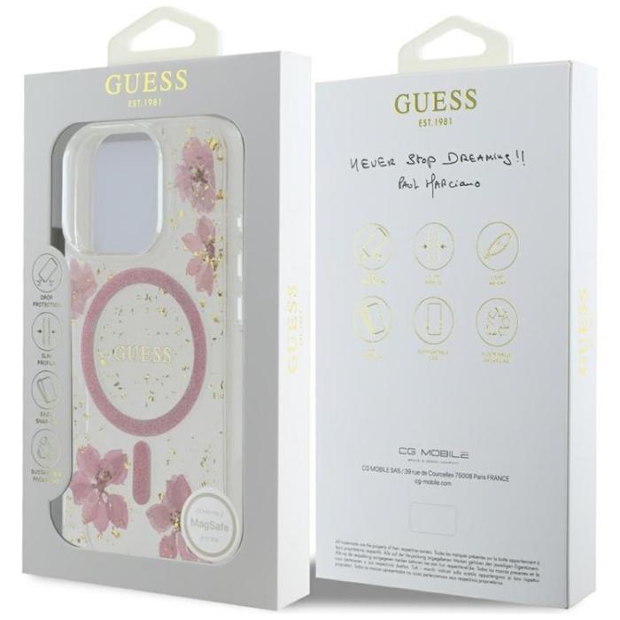 Guess - Guess iPhone 16 Pro Max Mobilskal MagSafe Resin Flowers