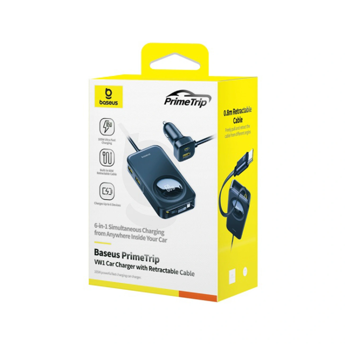BASEUS - Baseus Billaddare 60W med Integrated Kabel PrimeTrip VW1 - Svart