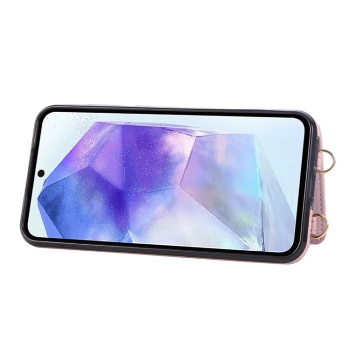 A-One Brand - Galaxy A17 5G/4G Mobilskal Korthållare Kickstand Rhombus - Rosa