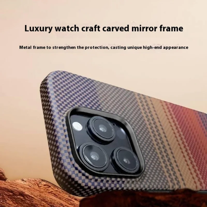 A-One Brand - iPhone 16 Pro Max Mobilskal Magsafe Aramid Fiber Gradient - Gul