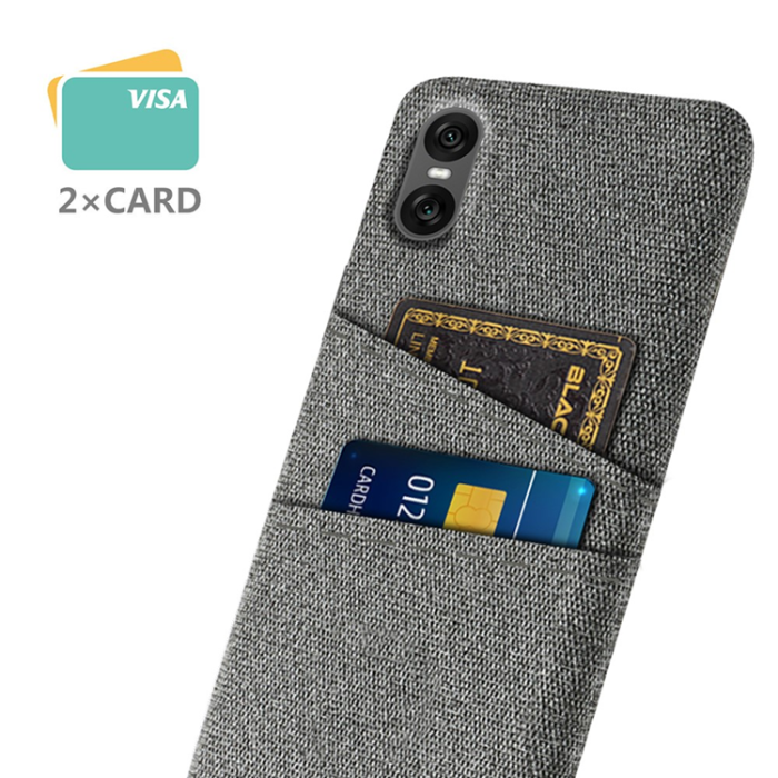 A-One Brand - Sony Xperia 10 VII Mobilskal med Dual Kortfack Tyg + PC - Grå