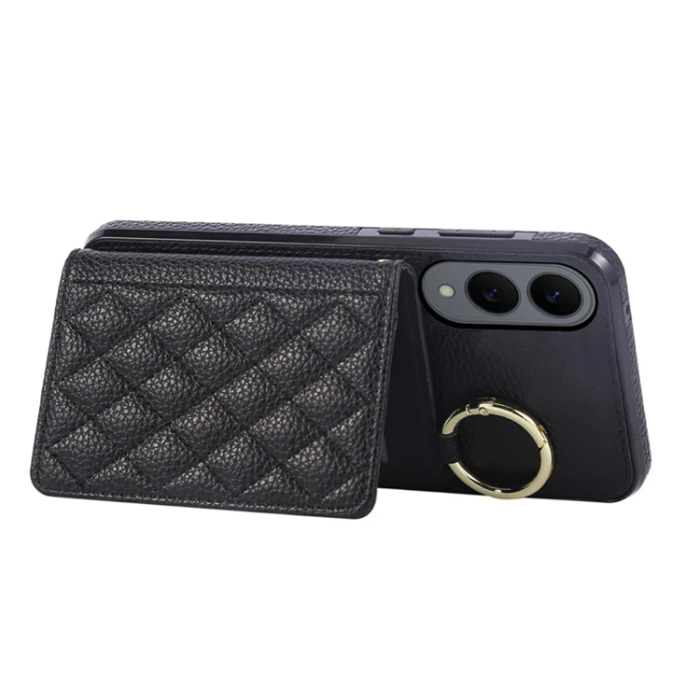 A-One Brand - Galaxy S25 Edge Mobilskal Korthållare Kickstand Rhombus - Svart