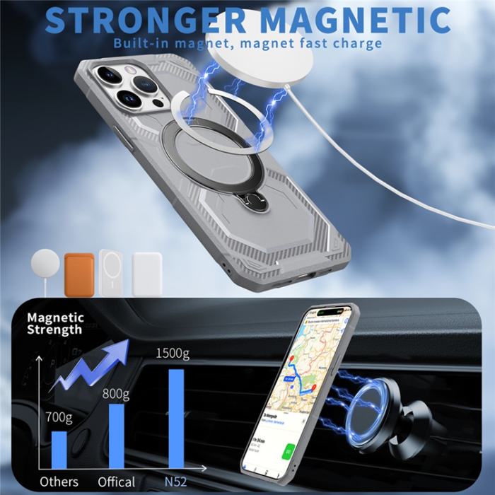 A-One Brand - iPhone 14 Pro Mobilskal MagSafe Kickstand TPU + PC - Grå