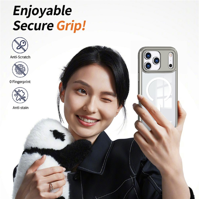 A-One Brand - iPhone 17 Pro Max Mobilskal MagSafe TPU + PC Clear - Titan Grå