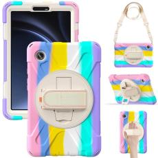 A-One Brand - Galaxy Tab A9 Skal Kickstand Handrem Med Axelrem - Färgglad Rosa