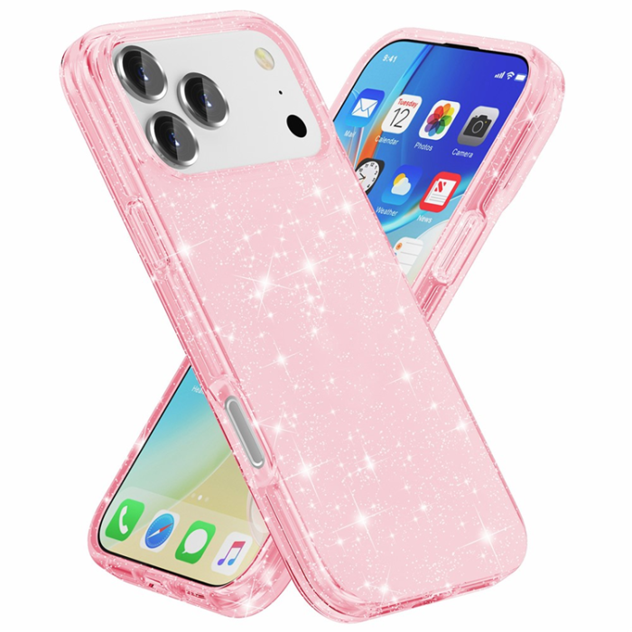 AMORUS - AMORUS iPhone 17 Pro Mobilskal Shockproof - GlitterRosa