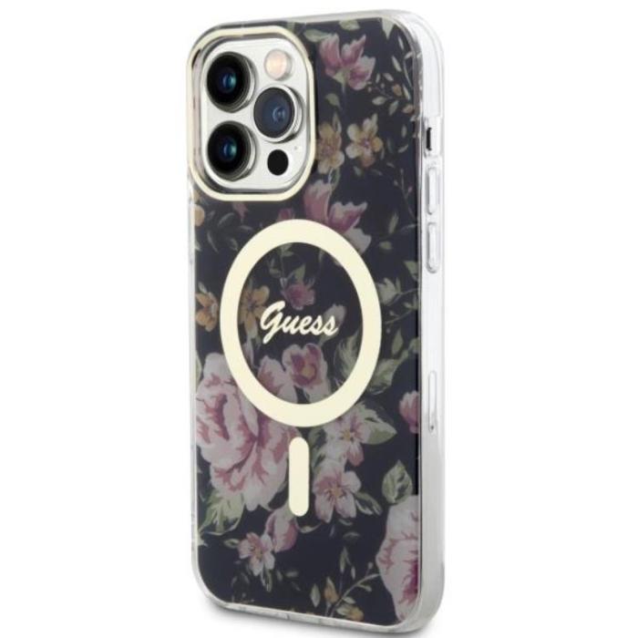 Guess - Guess iPhone 14 Pro Mobilskal MagSafe Flower - Svart