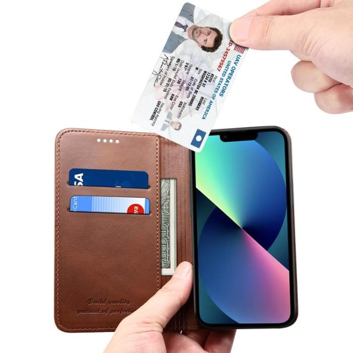 SUTENI - SUTENI iPhone 14 Plus Plånboksfodral Magnetic Kickstand - Brun