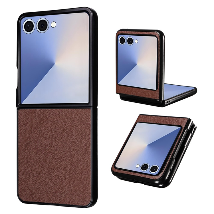 Galaxy Z Flip7 Mobilskal Litchi Texture Läder - Brun | 2353 | AlltMobil