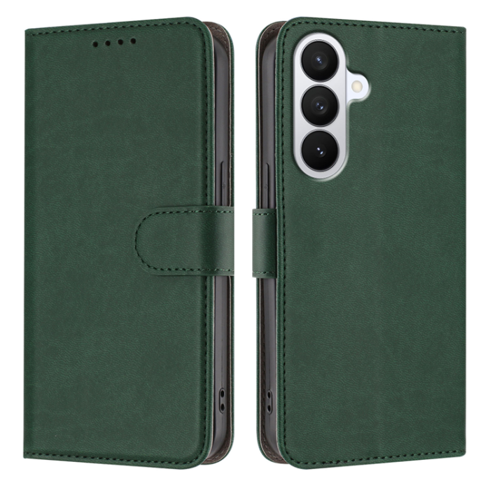 A-One Brand - Galaxy S26 Pro Plånboksfodral Solid Color Läder - Svart/Grön