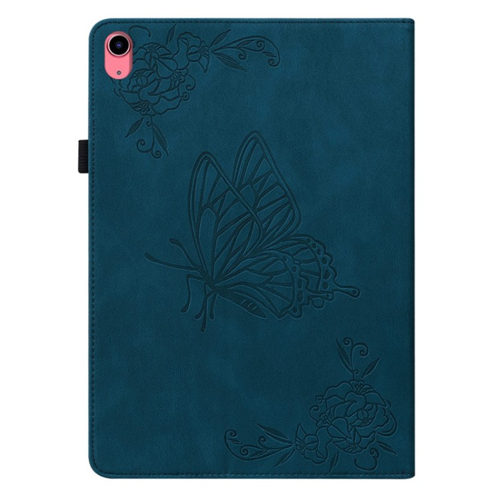 A-One Brand - iPad 10.9 (2022) Fodral Butterfly Flower Imprinted - Blå
