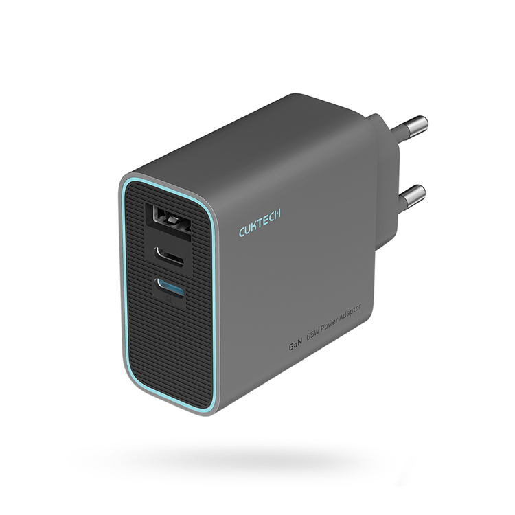 Cuktech Snabbladdare 65W 2xUSB-C 1xUSB-A GaN - Grå