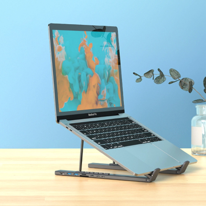 Choetech - Choetech 7in1 Multifunctional HUB USB-C Till Laptop Stativ - Grå
