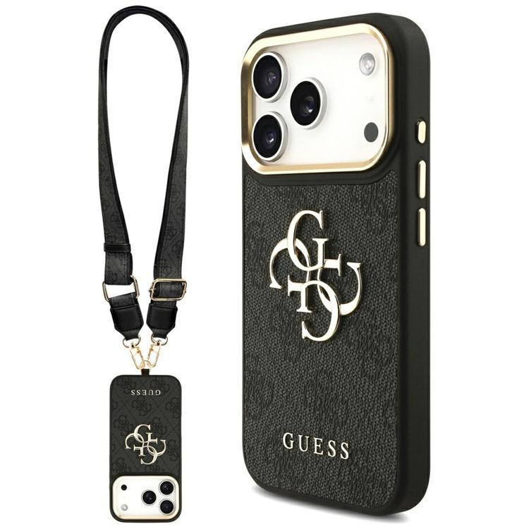 Guess iPhone 17 Pro Mobilskal 4G Big Classic Logo Big Strap Metal - Svart | 2353 | AlltMobil