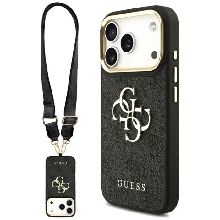 Guess - Guess iPhone 17 Pro Mobilskal 4G Big Classic Logo Big Strap Metal - Svart