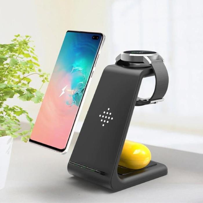 UTGATT - Tech-Protect 3-in-1 Trådlös Laddare A7 - Svart