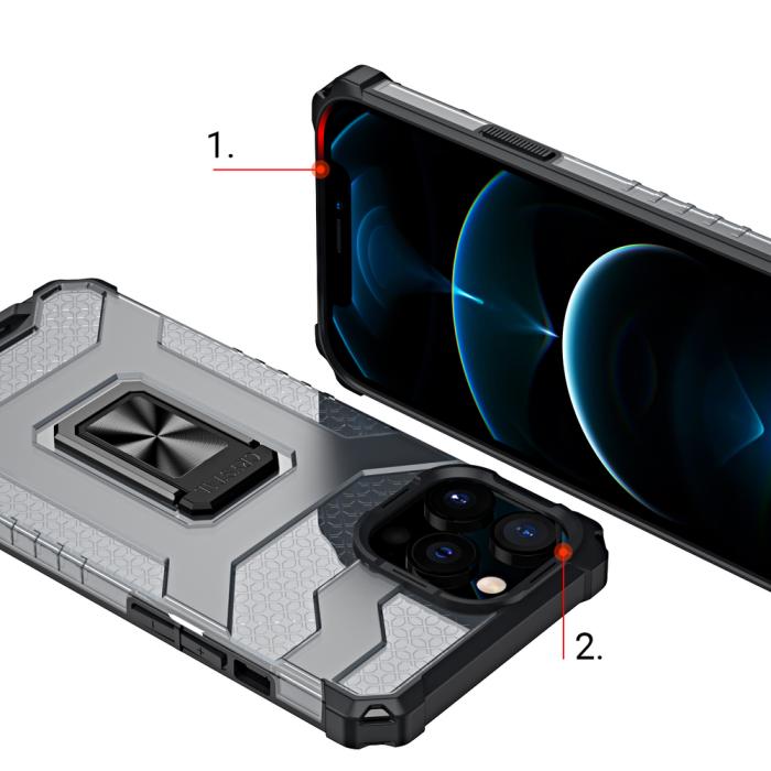 OEM - Crystal Ring Kickstand Skal iPhone 12 Pro - Röd