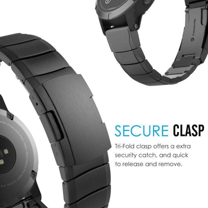 Tech-Protect - Tech-Protect Stålband Garmin Fenix 5/6/6 Pro - Svart