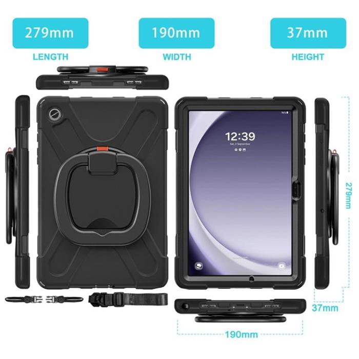 A-One Brand - Galaxy Tab A9 Plus Skal Kickstand Handle Grip - Svart