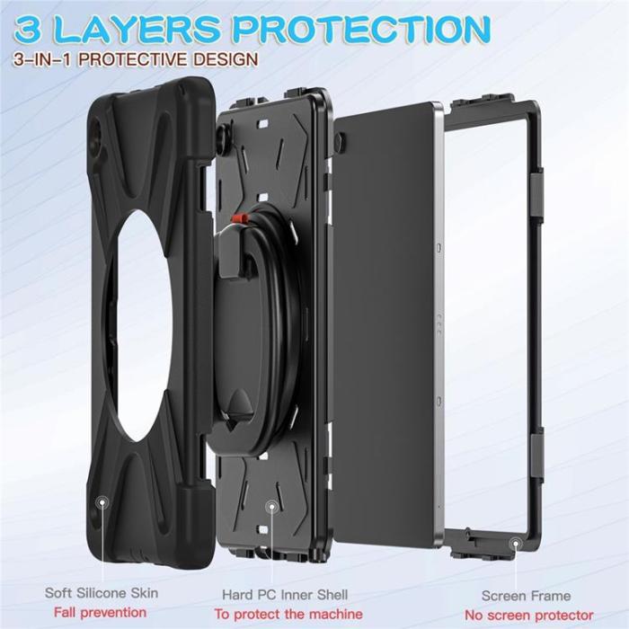 A-One Brand - Galaxy Tab A9 Plus Skal Kickstand Handle Grip - Svart