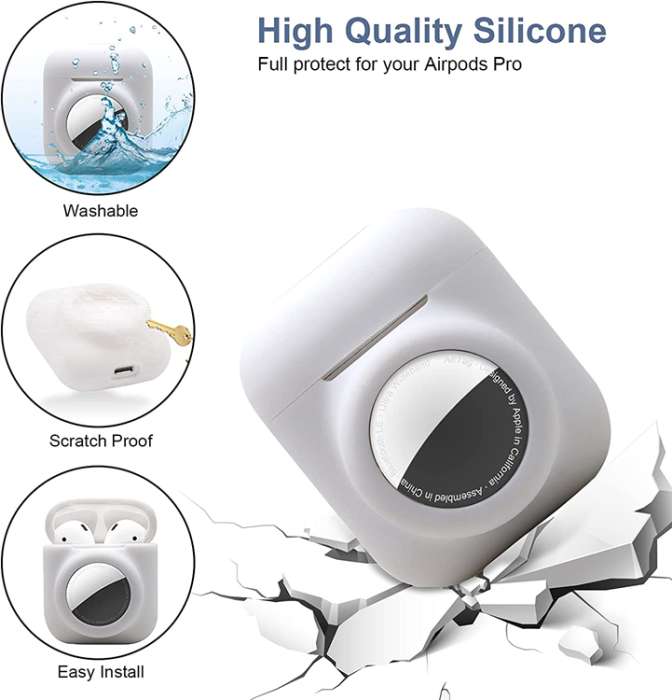 A-One Brand - Airpods Skal 2in1 Silicone Airtag Anti-Scratch - Vit