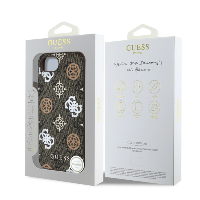 Guess - Guess iPhone 16e Mobilskal MagSafe PU 4G Peony - Brun