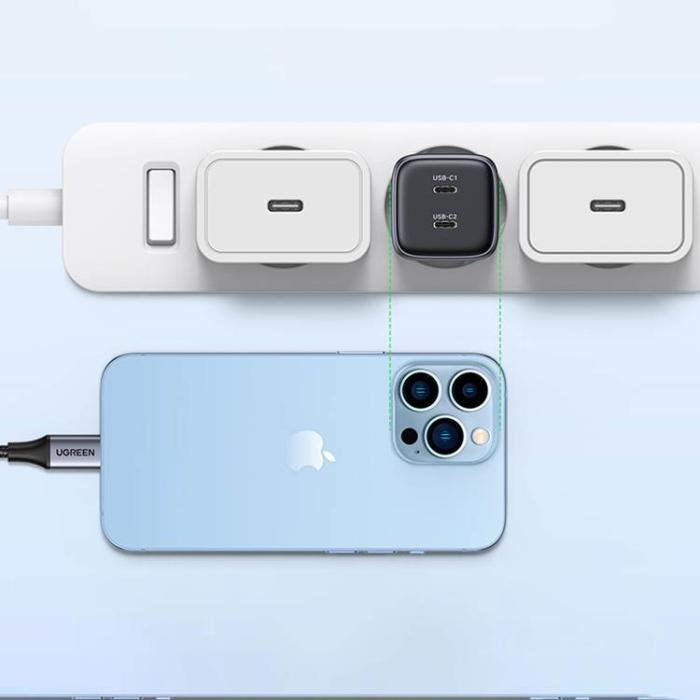 UTGATT1 - Ugreen Väggladdare Adaptrar GaN 2x USB-C - Grå