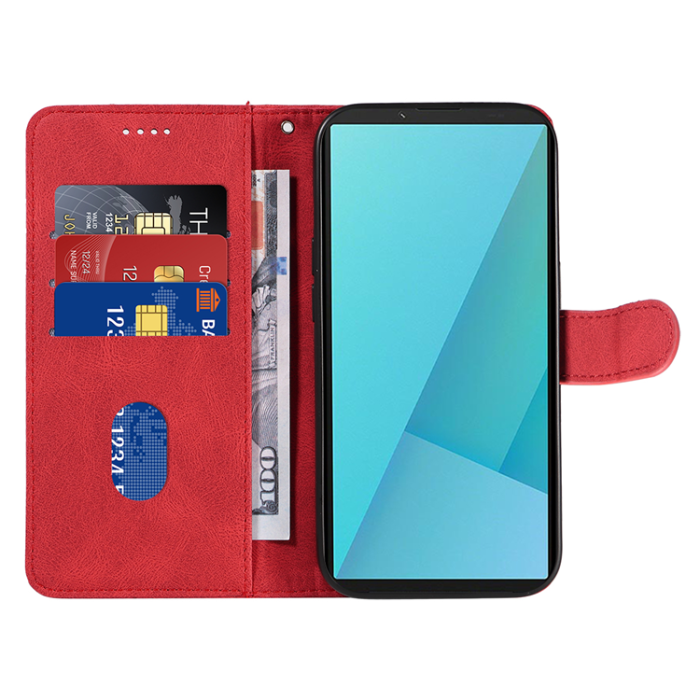 A-One Brand - Sony Xperia 10 VII Plånboksfodral Curved Line Läder - Röd