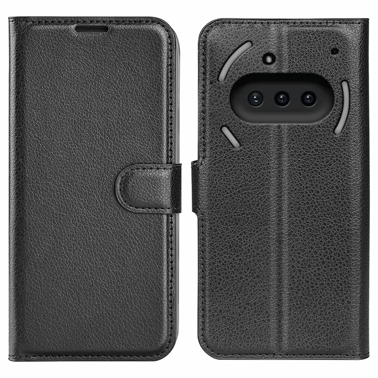 Nothing Phone (3a) Plånboksfodral Litchi Texture - Svart | 2353 | AlltMobil