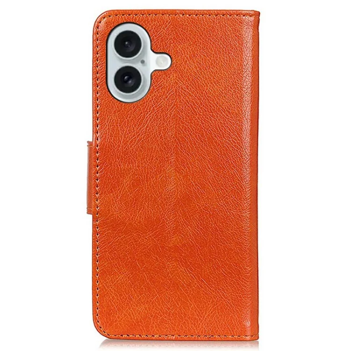 A-One Brand - iPhone 17 Plånboksfodral Nappa Texture Äkta läder - Orange