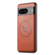 DENIOR - DENIOR Google Pixel 8 Fodral Magnetiskt Konstl&auml;der PC+TPU - Brun