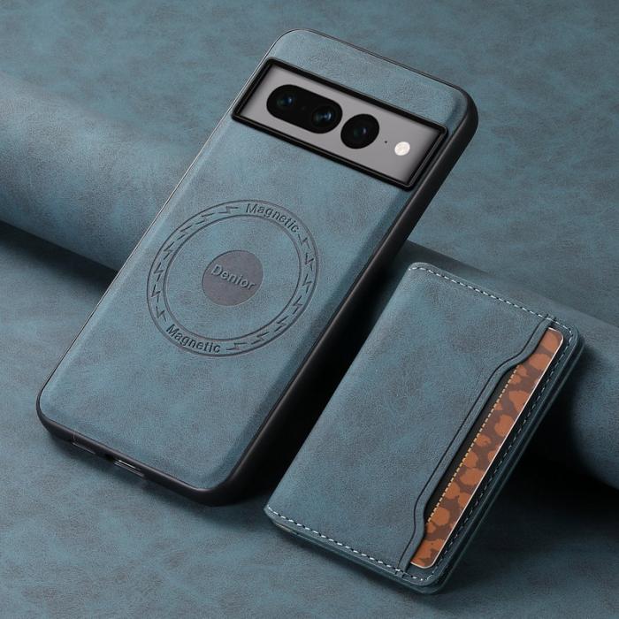 DENIOR - DENIOR D13 Google Pixel 7 Pro Fodral KonstLäder Ställ - Blå