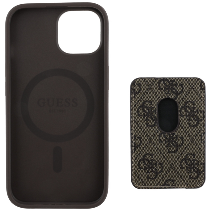 Guess - Guess iPhone 15 Mobilskal Magsafe Korthållare Stripes