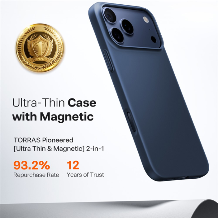 Torras - TORRAS iPhone 17 Pro Mobilskal MagSafe Shockproof - Mörkblå