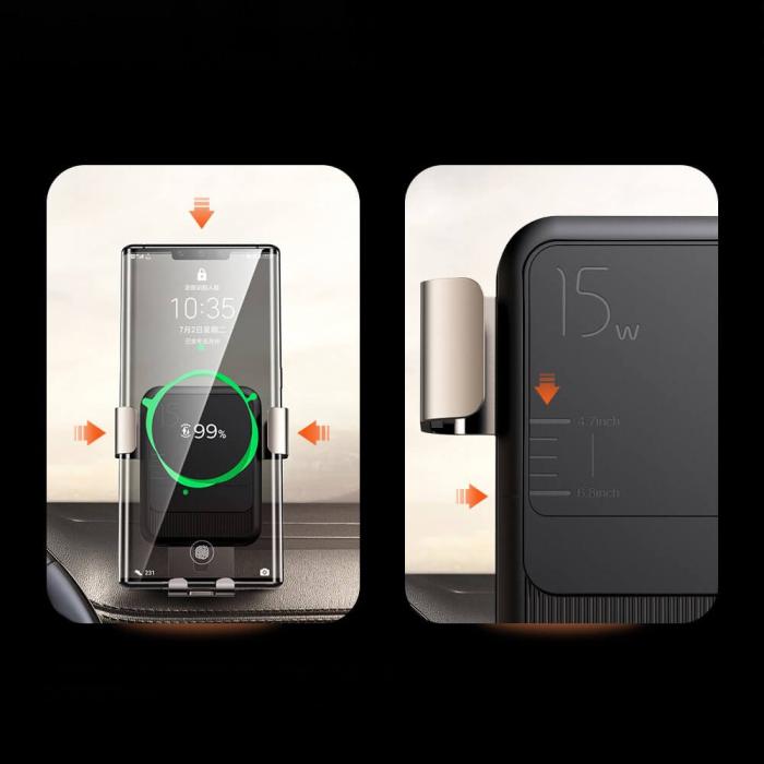 UTGATT4 - Joyroom Qi wireless 15 W car charger gravity phone holder Svart