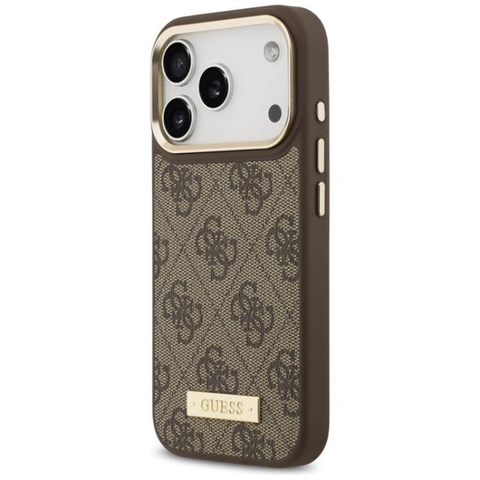 Guess - Guess iPhone 17 Pro Mobilskal MagSafe 4G Logo Plate - Brun