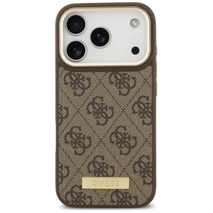 Guess - Guess iPhone 17 Pro Mobilskal MagSafe 4G Logo Plate - Brun