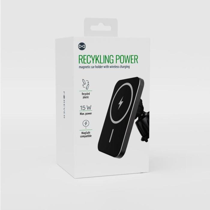 Forever Recycling - Forever MagSafe Bilhållare med Trådlös Laddare RUS138-MS-01 - Svart