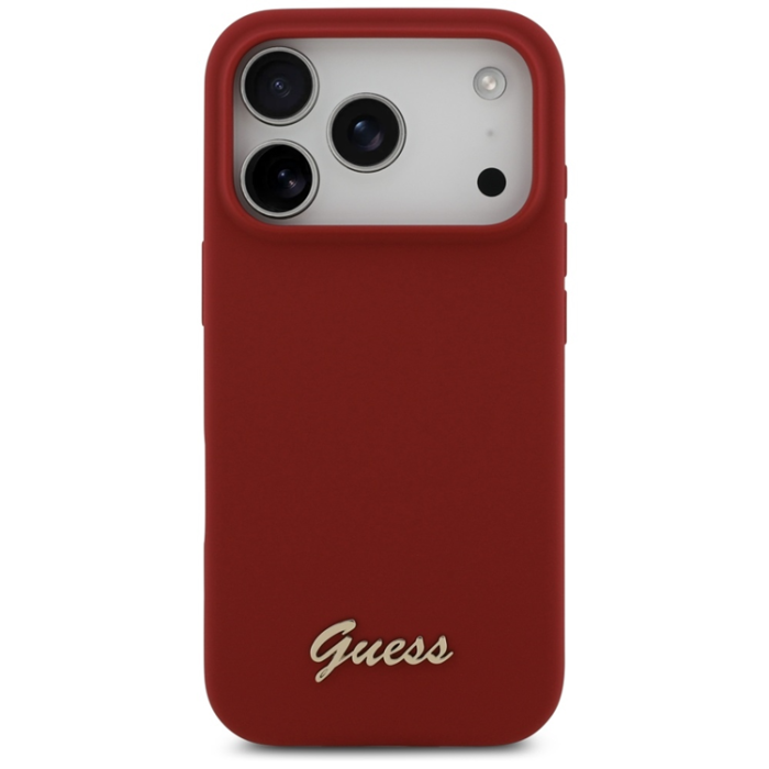 Guess - Guess iPhone 17 Pro Mobilskal Magsafe Script Metal Logo - Magenta