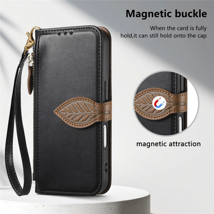 A-One Brand - iPhone Air Plånboksfodral Leaf Magnetiskt Spänne Konstläder