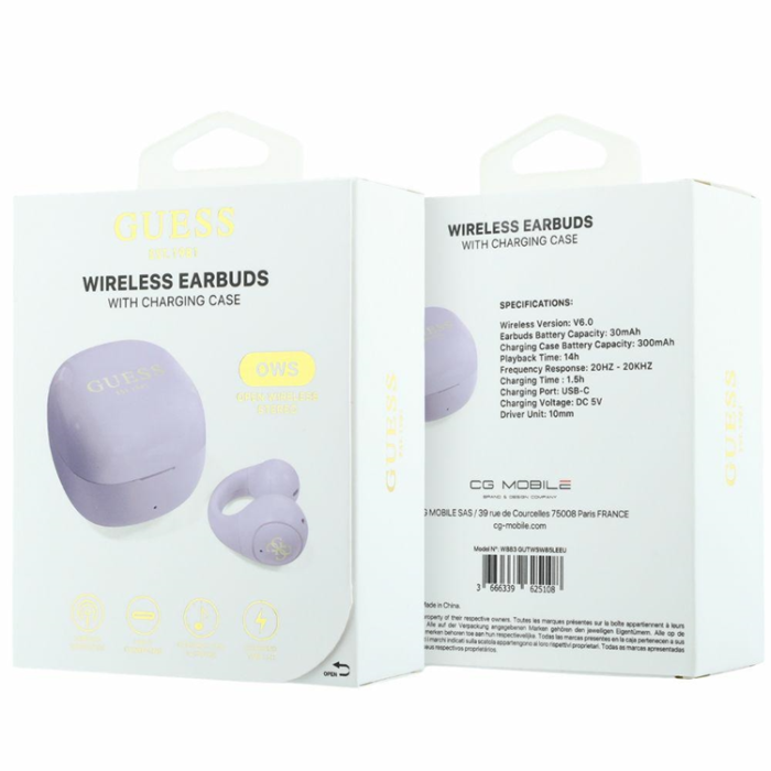 Guess - Guess Trådlös Hörlurar In-Ear Mini Classic - Lila