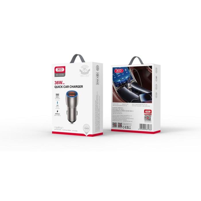 XO - XO Billaddare 2x USB QC 36W CC52 - Grå