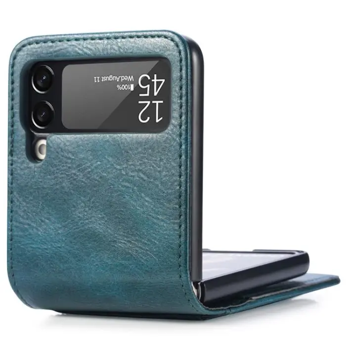 OEM - Galaxy Z Flip 4 Plånboksfodral Portable Folding - Grön