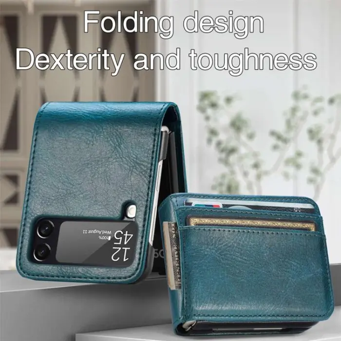 OEM - Galaxy Z Flip 4 Plånboksfodral Portable Folding - Grön